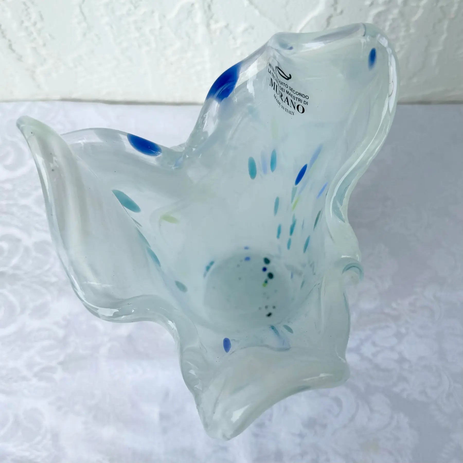 Italian Hand-Blown Art Glass Vase Made in the Murano Tradition Dolphin & Flamingo