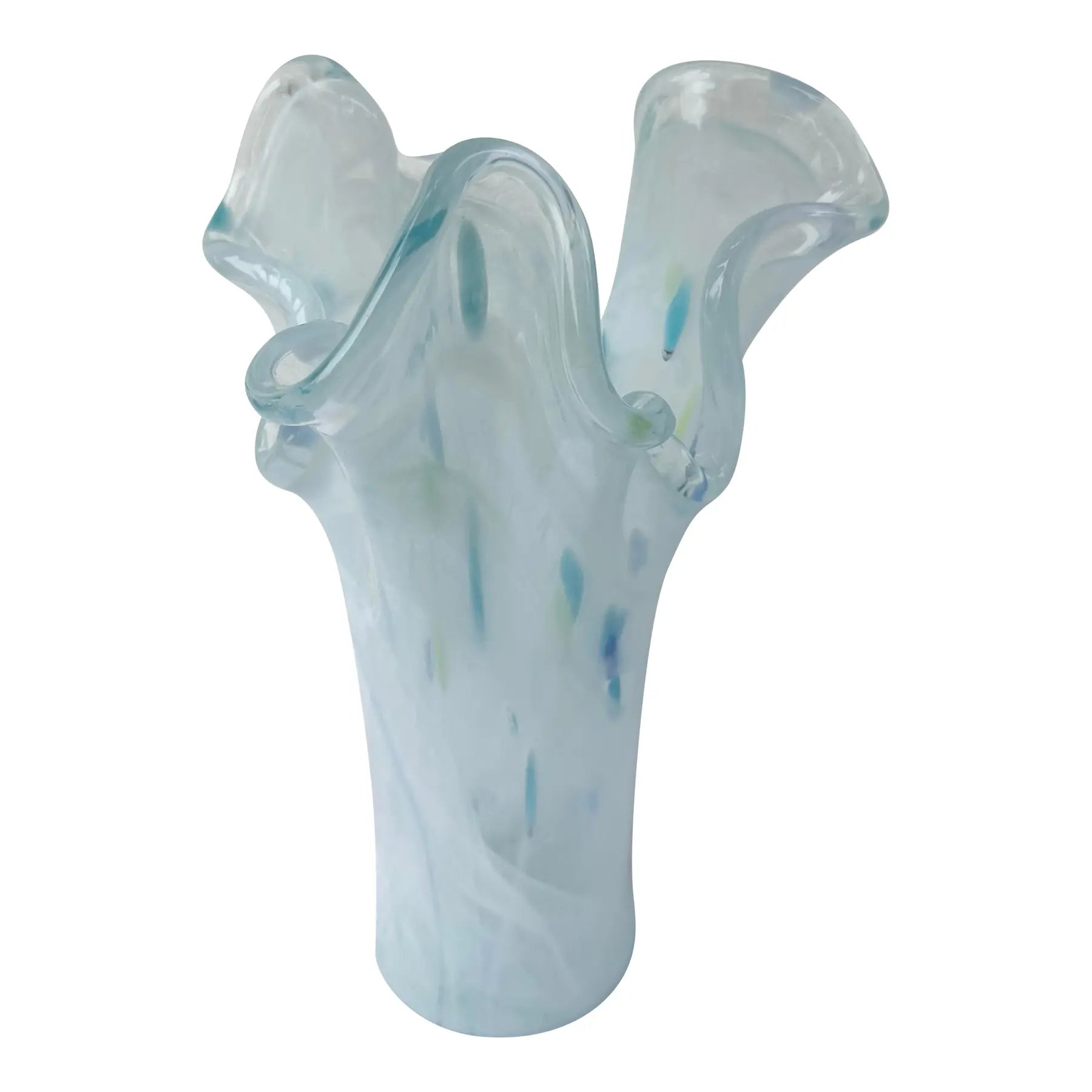 Italian Hand-Blown Art Glass Vase Made in the Murano Tradition Dolphin & Flamingo