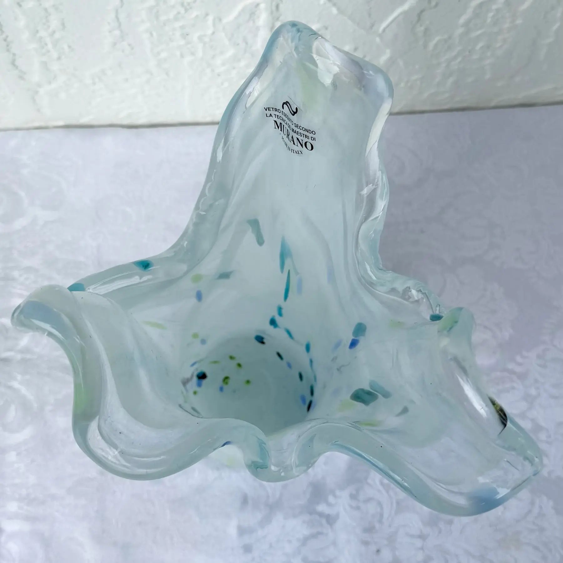 Italian Hand-Blown Art Glass Vase Made in the Murano Tradition Dolphin & Flamingo