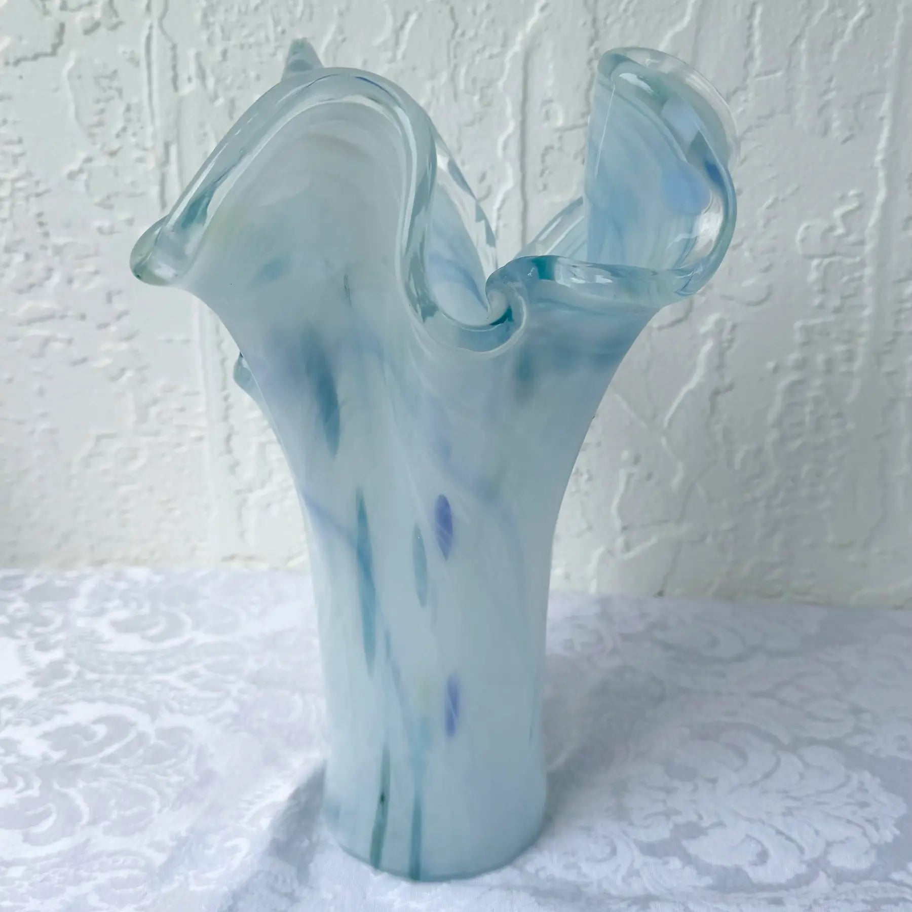 Italian Hand-Blown Art Glass Vase Made in the Murano Tradition Dolphin & Flamingo