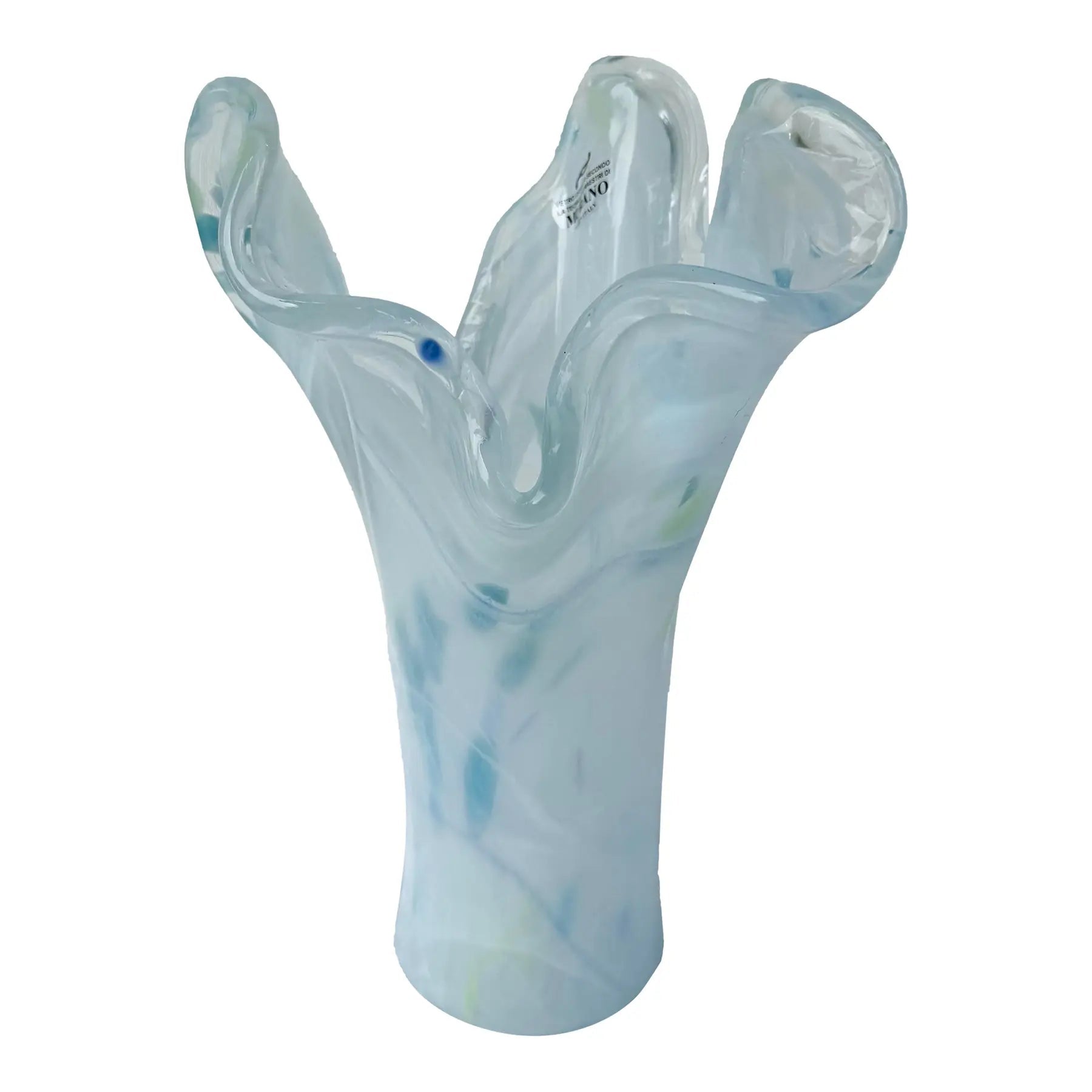 Italian Hand-Blown Art Glass Vase Made in the Murano Tradition Dolphin & Flamingo