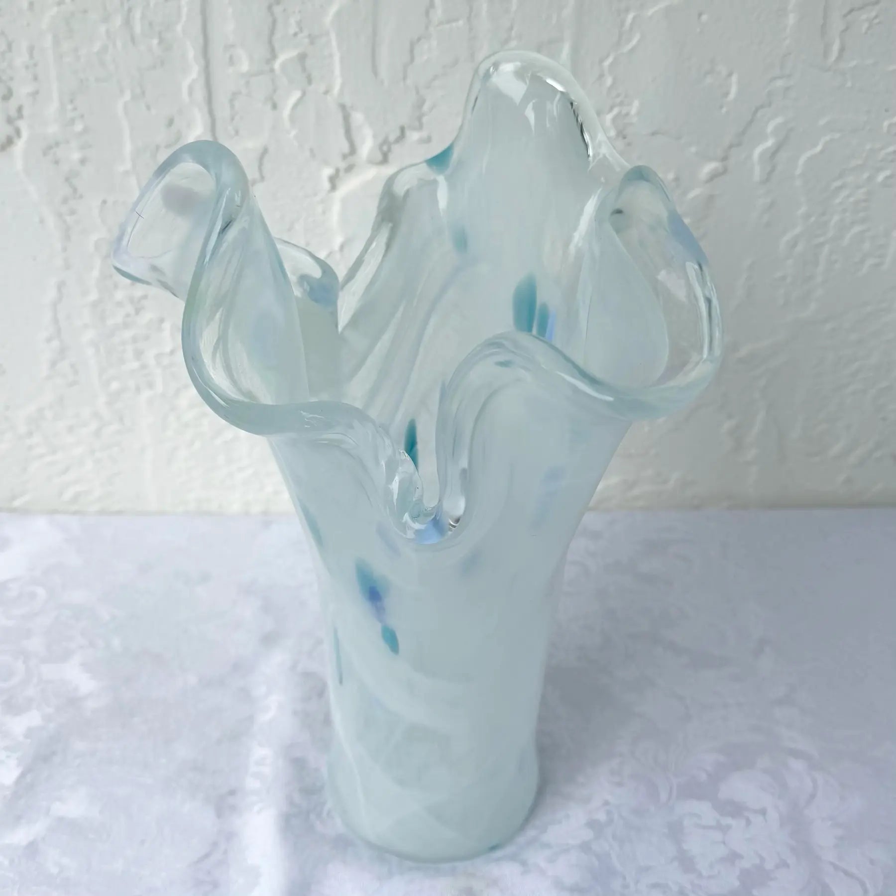 Italian Hand-Blown Art Glass Vase Made in the Murano Tradition Dolphin & Flamingo