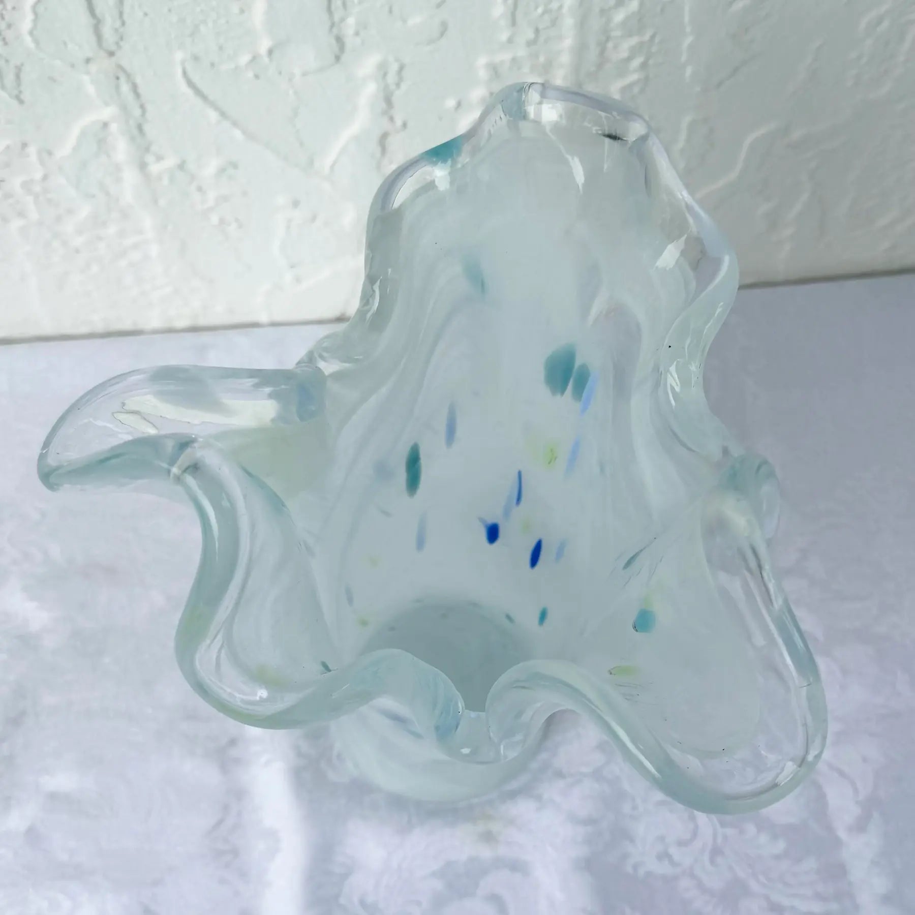 Italian Hand-Blown Art Glass Vase Made in the Murano Tradition Dolphin & Flamingo