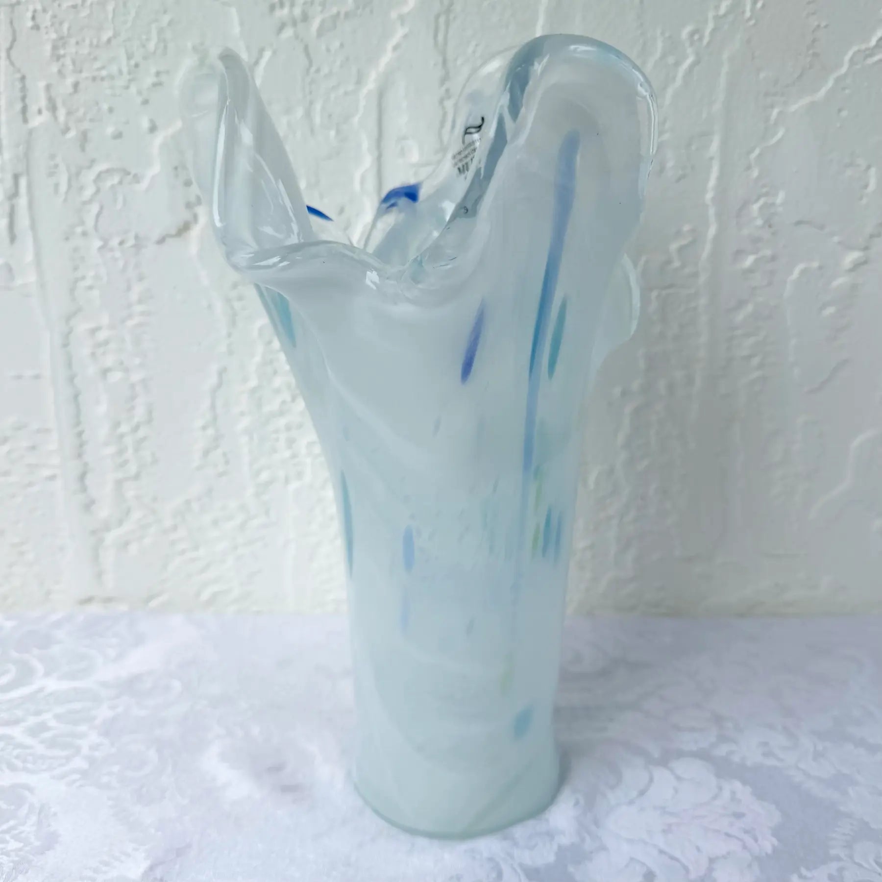 Italian Hand-Blown Art Glass Vase Made in the Murano Tradition Dolphin & Flamingo