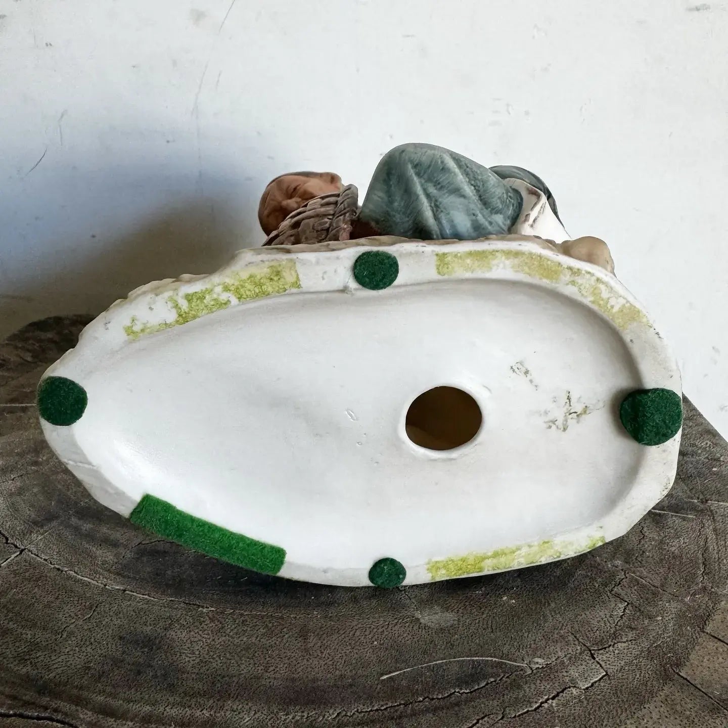 Japanese Women Weaving Basket Ceramic Sculpture