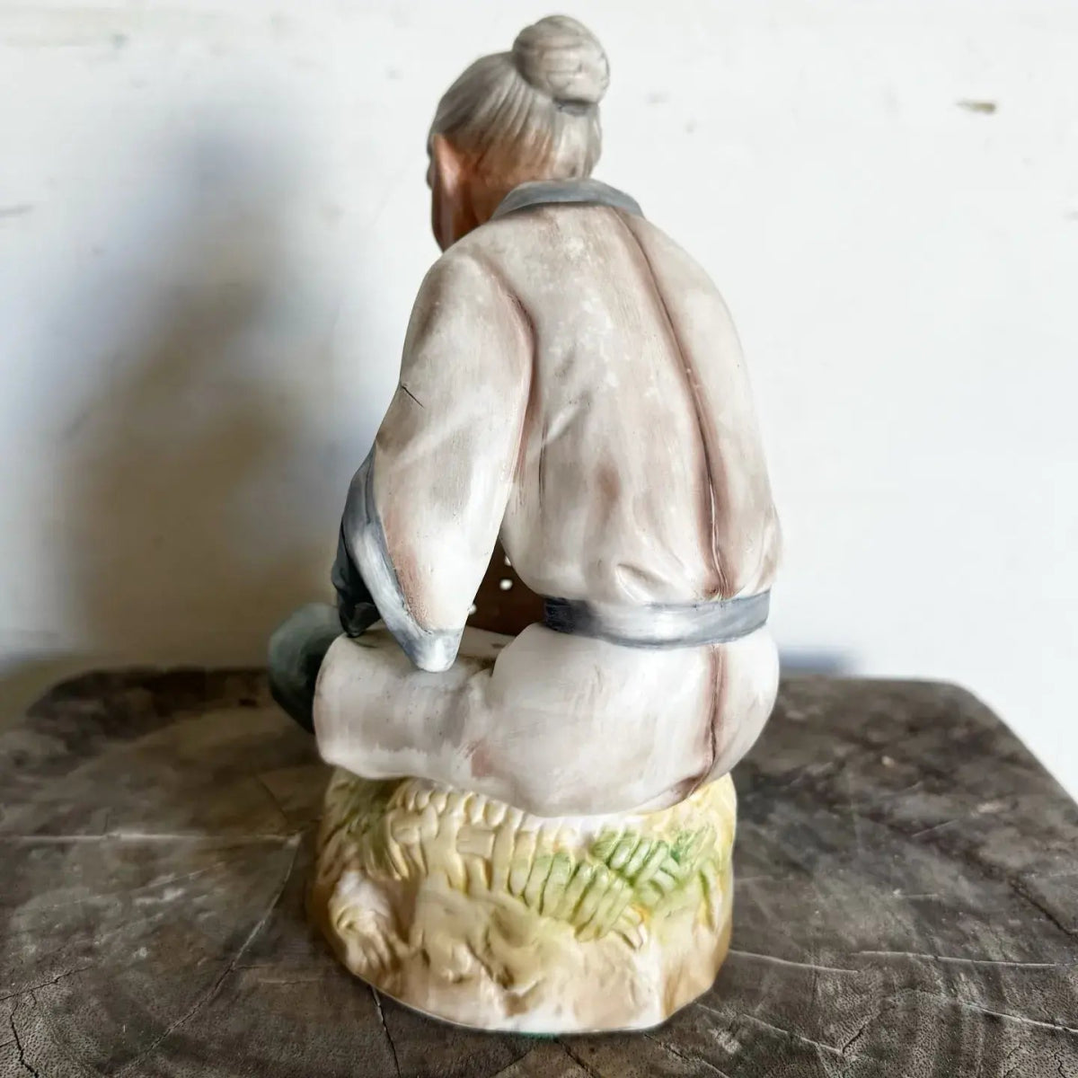 Japanese Women Weaving Basket Ceramic Sculpture - Dolphin & Flamingo