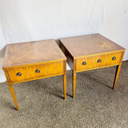 Kittinger Square Parquetry Top Side Tables - A Pair - Dolphin & Flamingo
