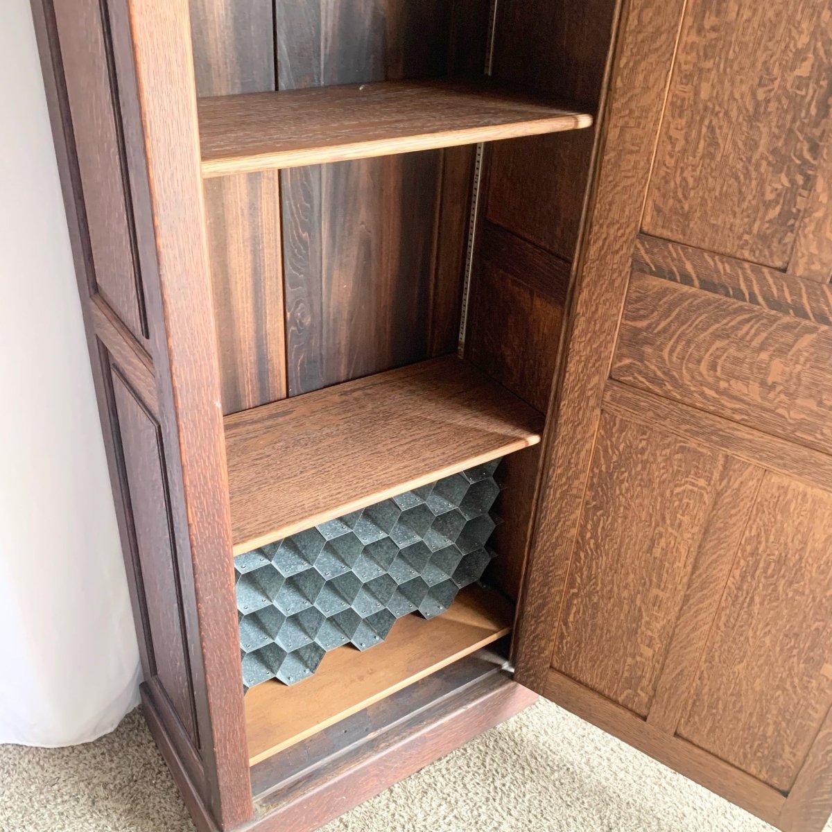 Late 19th Century Antique Tiger Oak Cabinet/Pantry/Cupboard - Dolphin & Flamingo