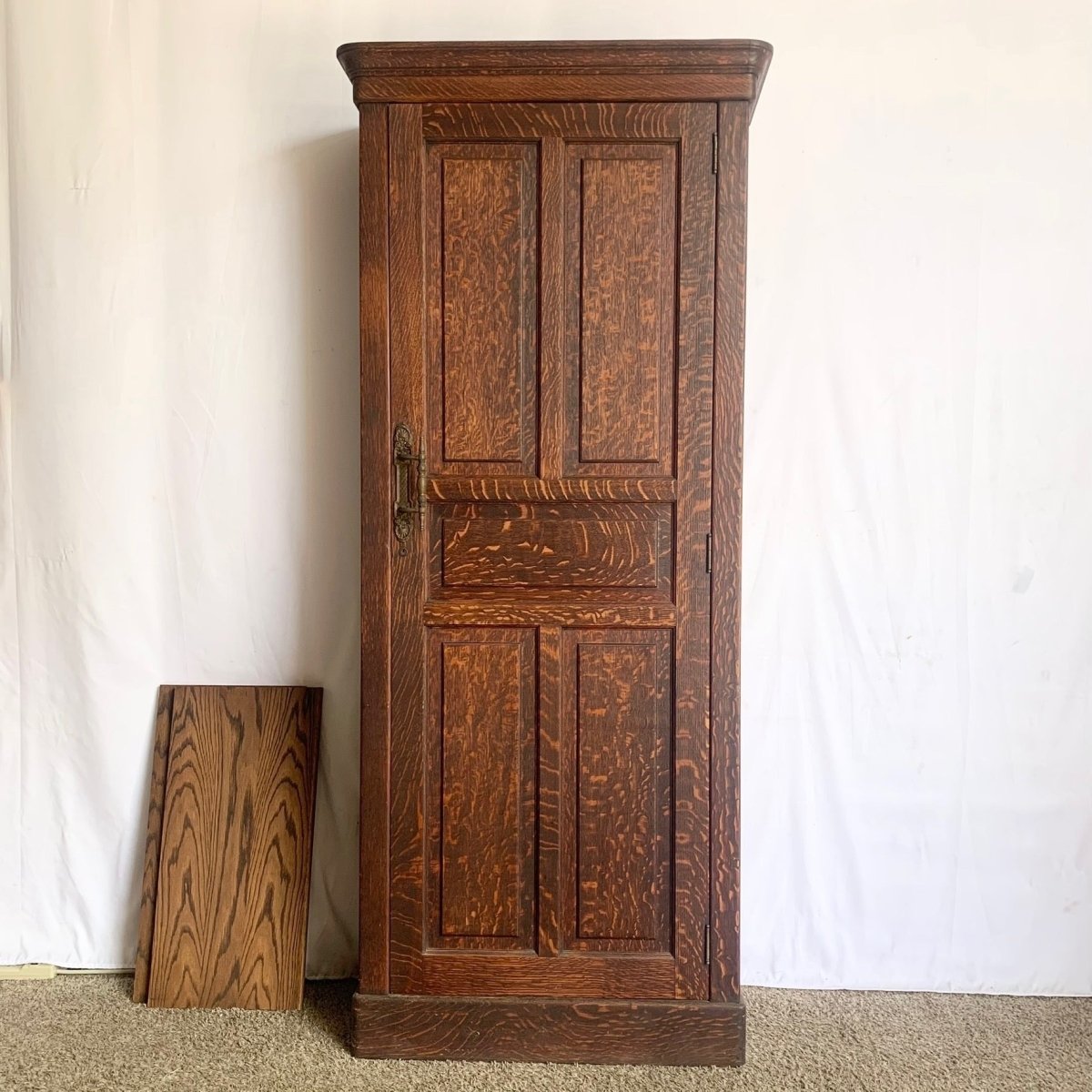 Late 19th Century Antique Tiger Oak Cabinet/Pantry/Cupboard - Dolphin & Flamingo