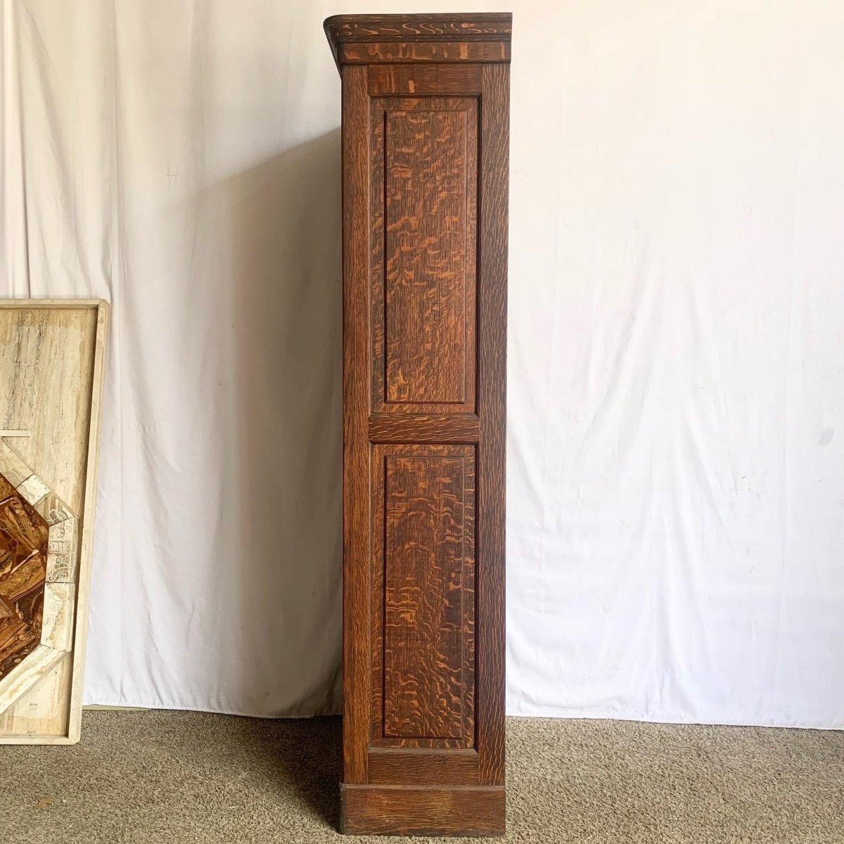 Late 19th Century Antique Tiger Oak Cabinet/Pantry/Cupboard - Dolphin & Flamingo
