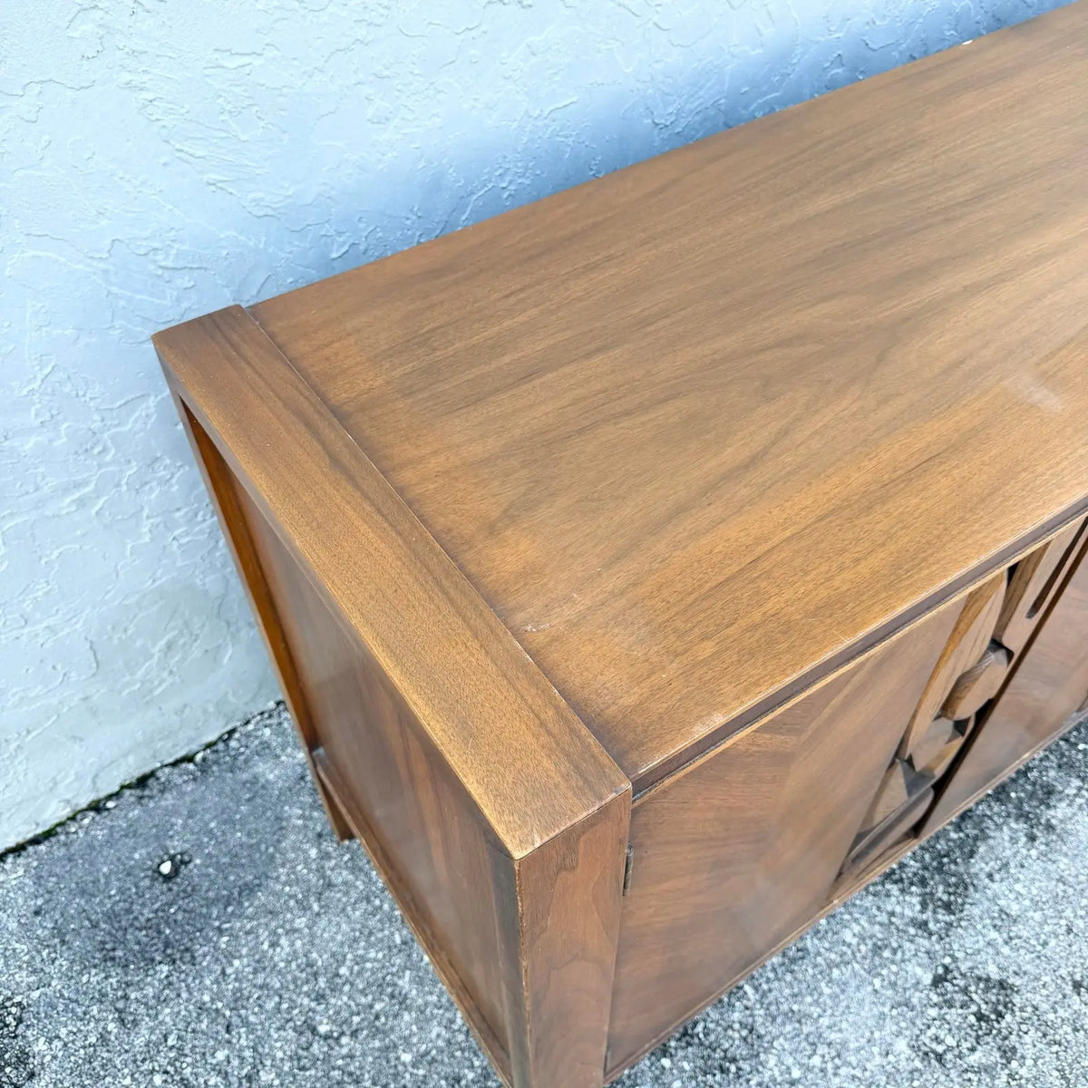 Mid Century Brutalist Credenza by United Furniture Corporation Dolphin & Flamingo