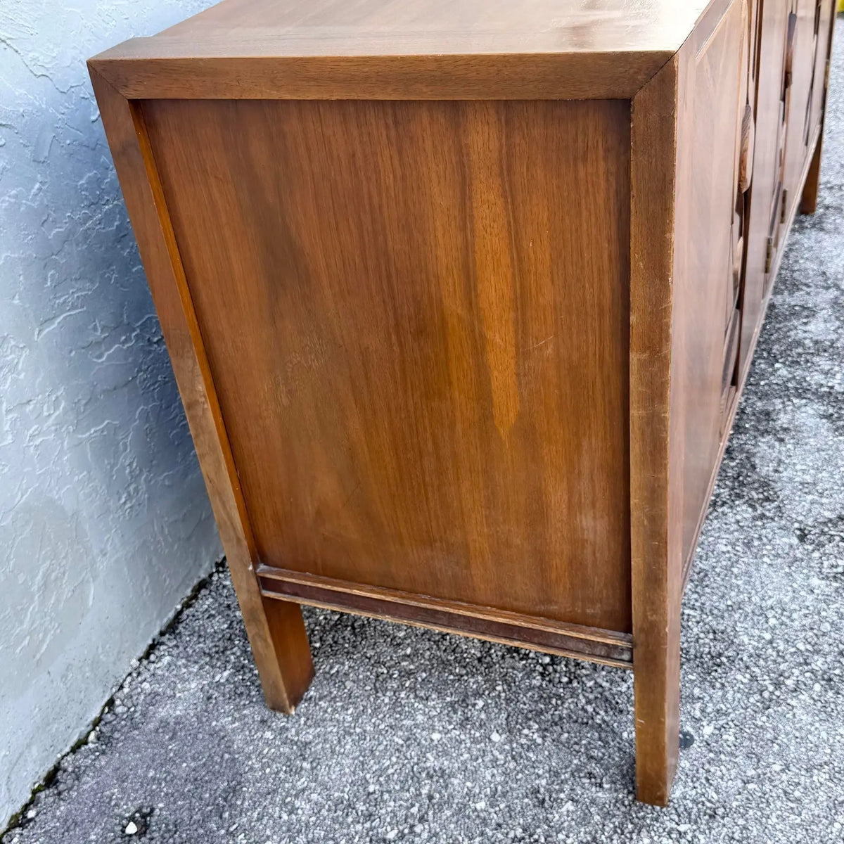 Mid Century Brutalist Credenza by United Furniture Corporation Dolphin & Flamingo