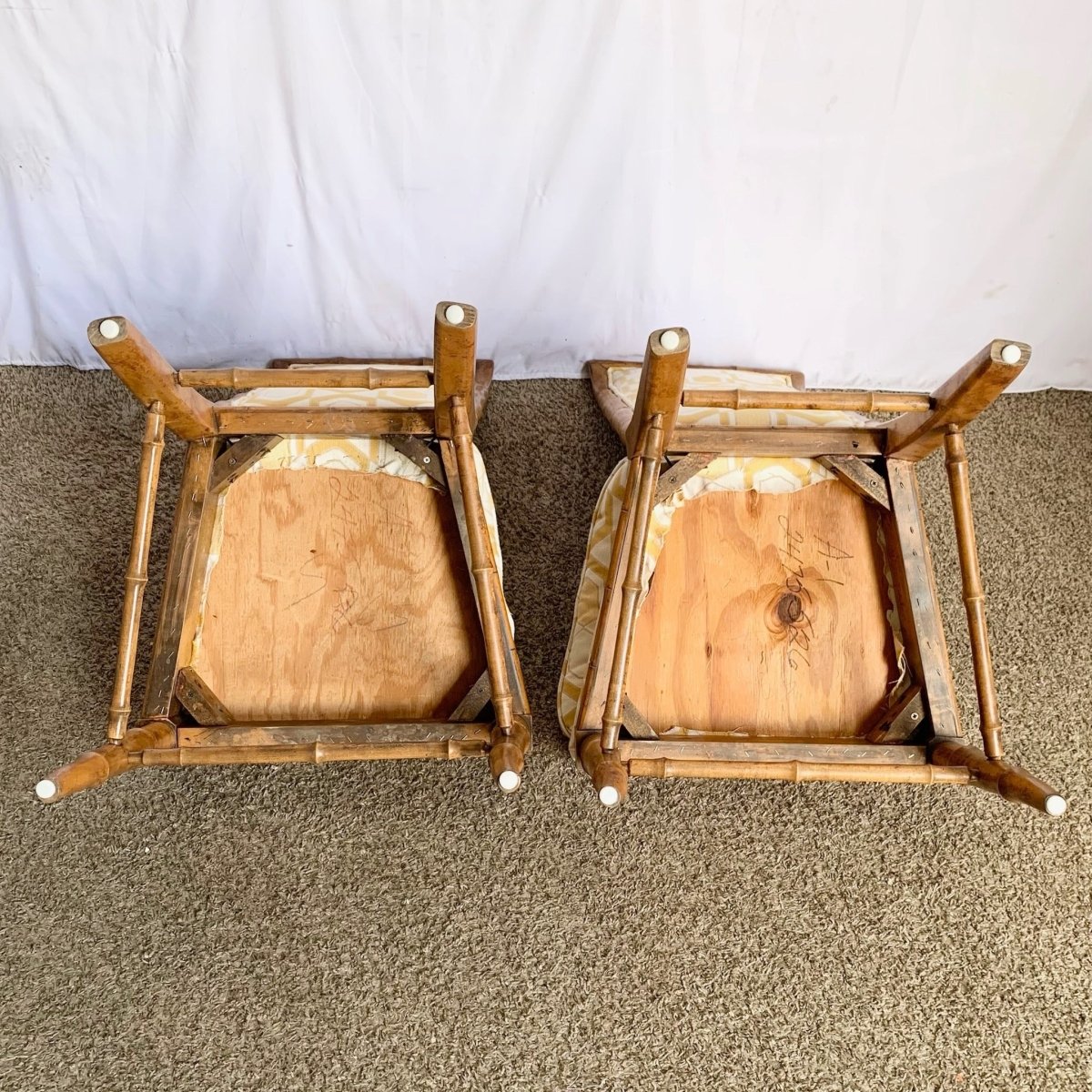 Mid Century Chiboiserie Faux Bamboo Dining Chairs by American of Martinsville - Set of 6 - Dolphin & Flamingo