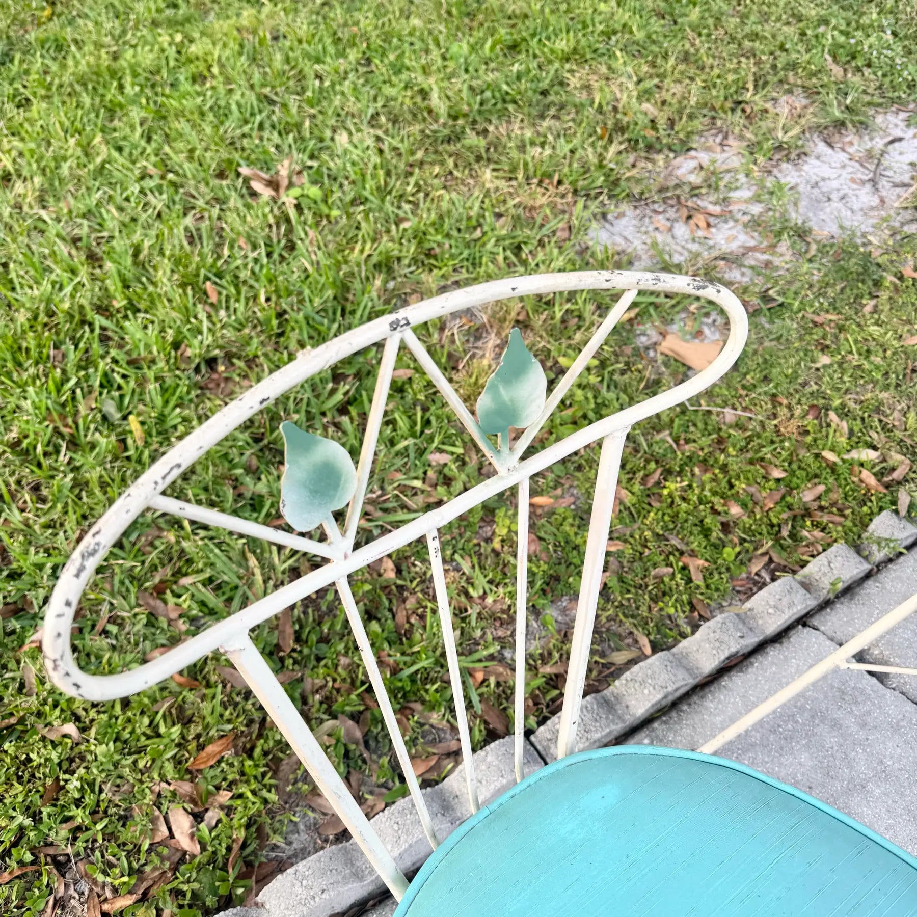 Mid Century Modern Atomic Style Wrought Iron Outdoor Dining Chairs - Set of 4