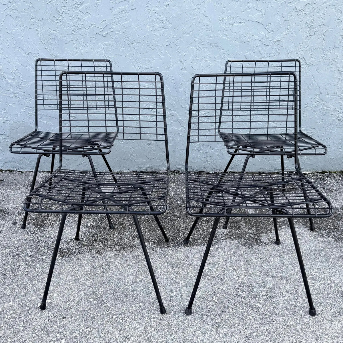 Mid-Century Modern Black Wire Side Chairs Designed by John Keal for Pacific Iron - Set of 4
