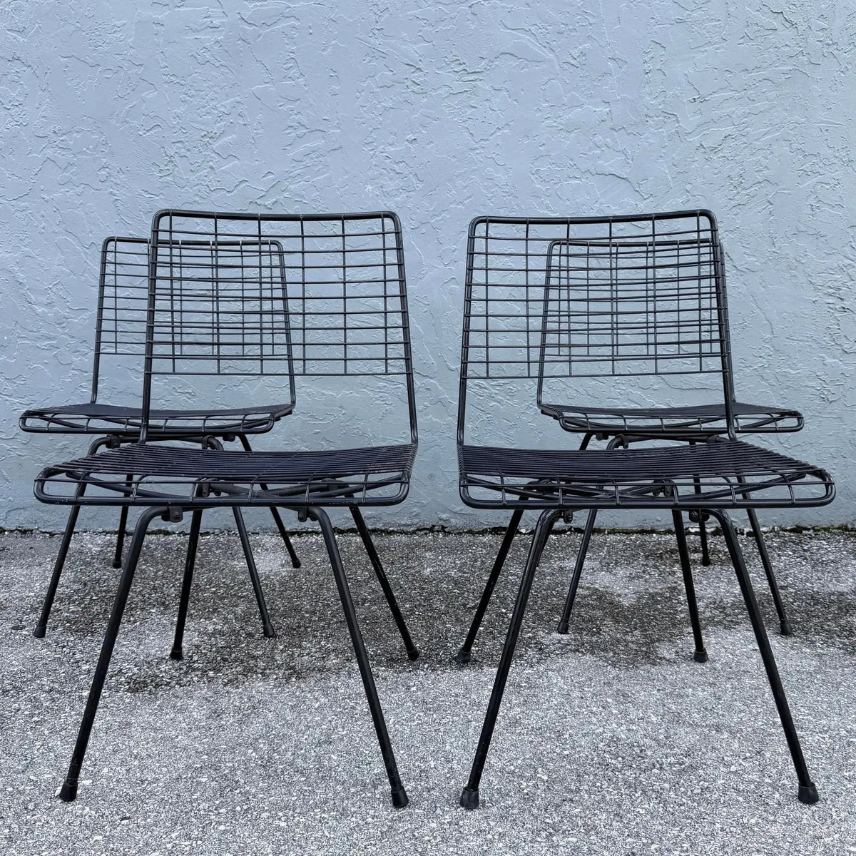 Mid-Century Modern Black Wire Side Chairs Designed by John Keal for Pacific Iron - Set of 4