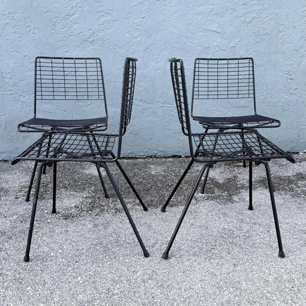 Mid-Century Modern Black Wire Side Chairs Designed by John Keal for Pacific Iron - Set of 4
