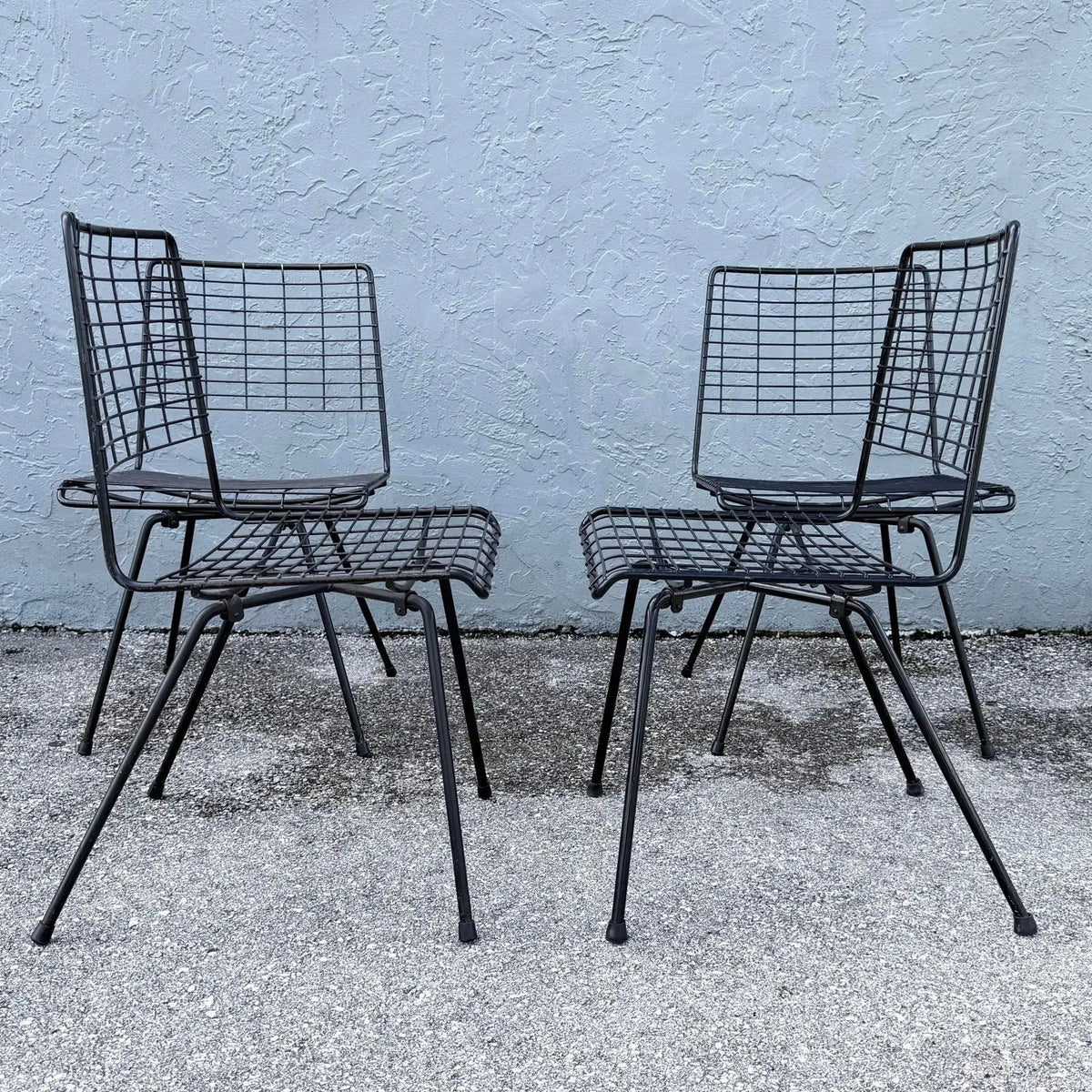 Mid-Century Modern Black Wire Side Chairs Designed by John Keal for Pacific Iron - Set of 4