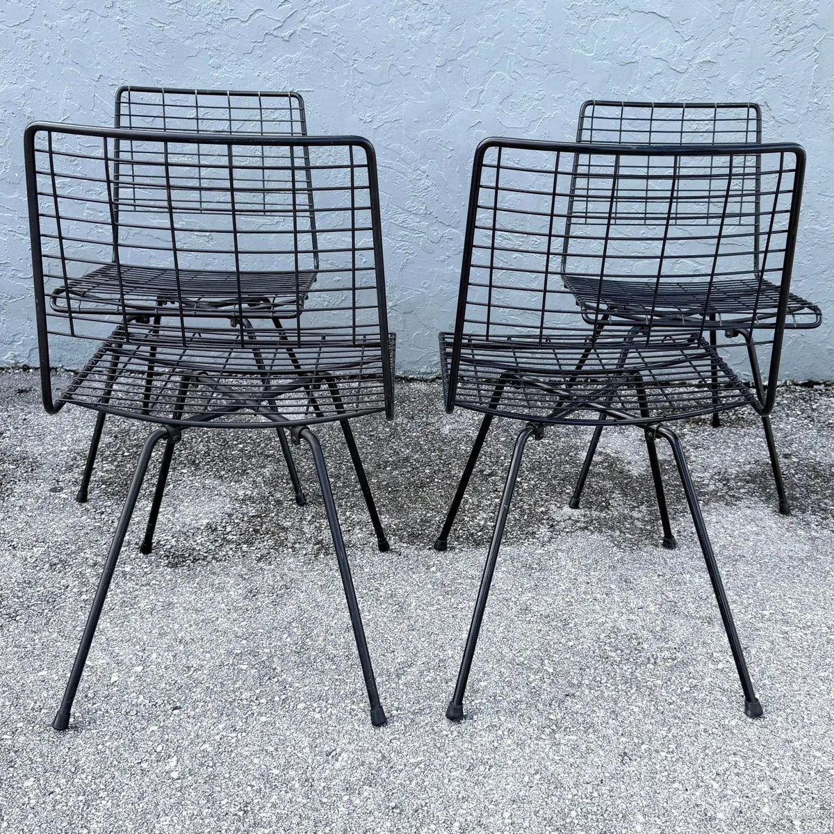 Mid-Century Modern Black Wire Side Chairs Designed by John Keal for Pacific Iron - Set of 4