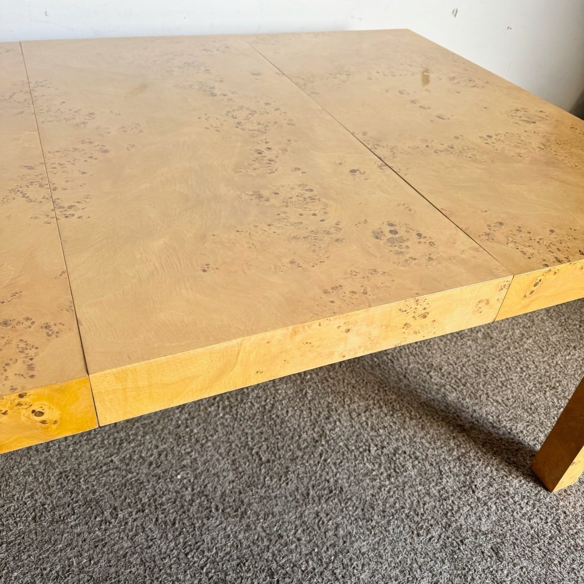 Mid Century Modern Burl Wood Parsons Extendable Dining Table - Dolphin & Flamingo