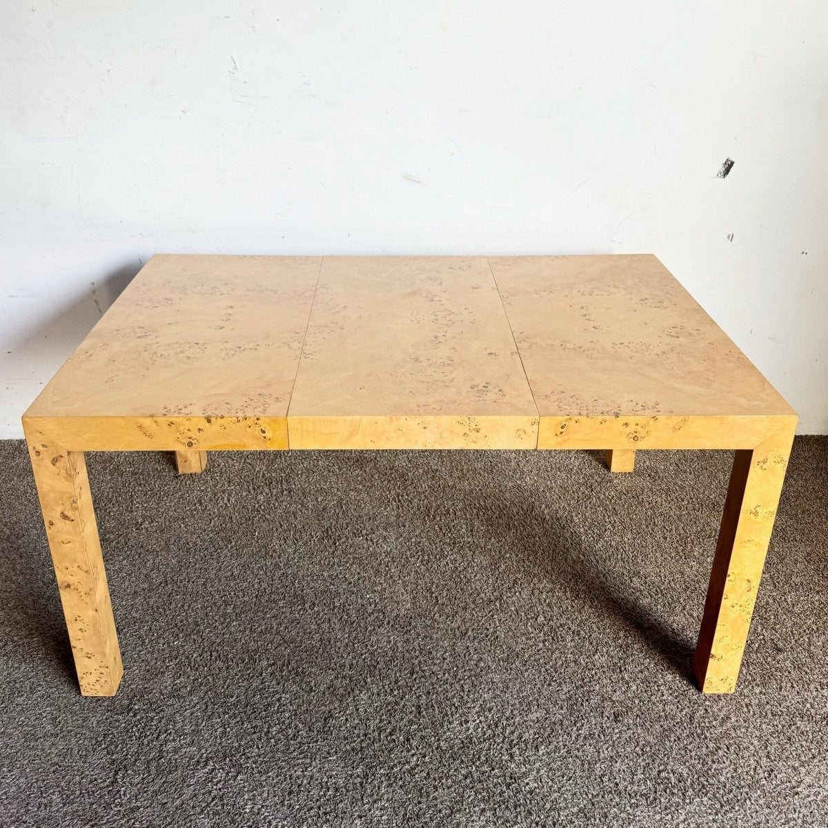 Mid Century Modern Burl Wood Parsons Extendable Dining Table - Dolphin & Flamingo