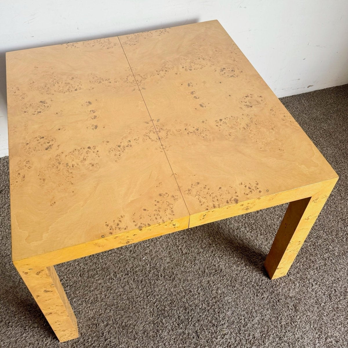 Mid Century Modern Burl Wood Parsons Extendable Dining Table - Dolphin & Flamingo