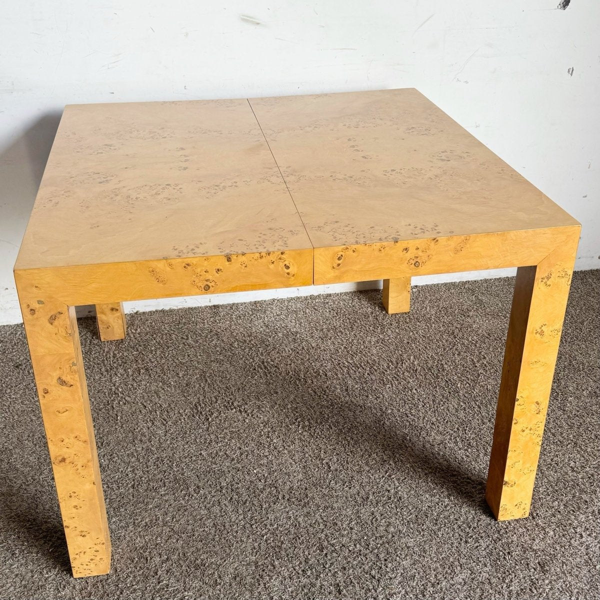 Mid Century Modern Burl Wood Parsons Extendable Dining Table - Dolphin & Flamingo