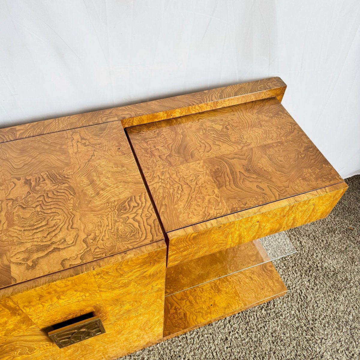 Mid Century Modern BurlWood Credenza/Dry Bar Jay Spectre for Century - Dolphin & Flamingo