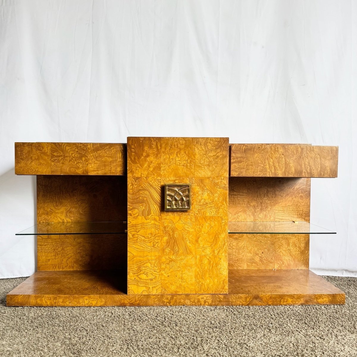 Mid Century Modern BurlWood Credenza/Dry Bar Jay Spectre for Century - Dolphin & Flamingo