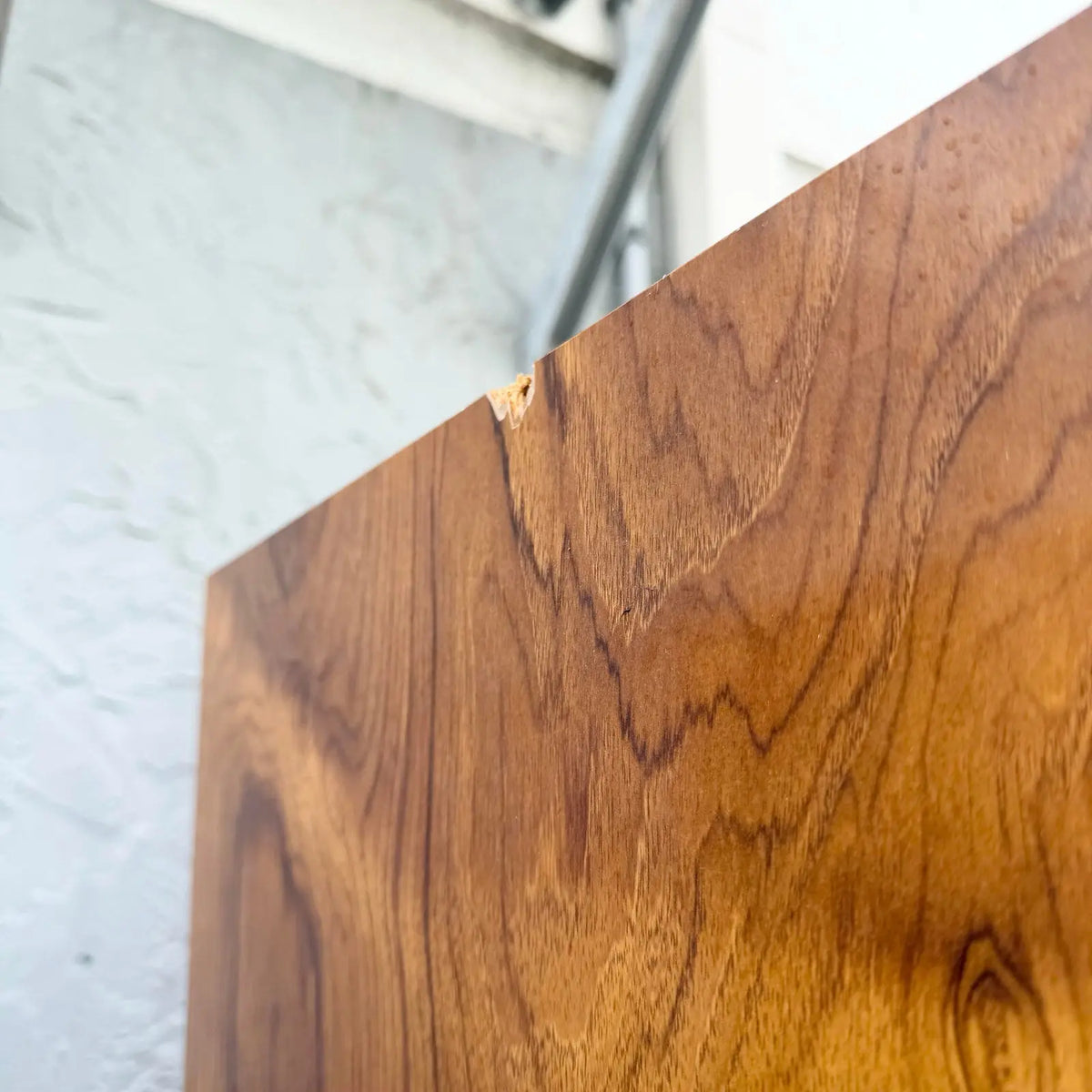 Mid Century Modern Burlwood Laminate and Cane Etageres/Wall Unit - Three Pieces