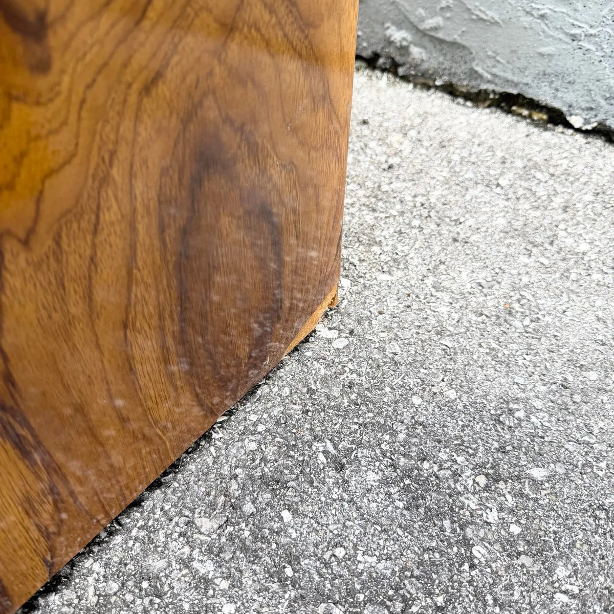 Mid Century Modern Burlwood Laminate and Cane Etageres/Wall Unit - Three Pieces