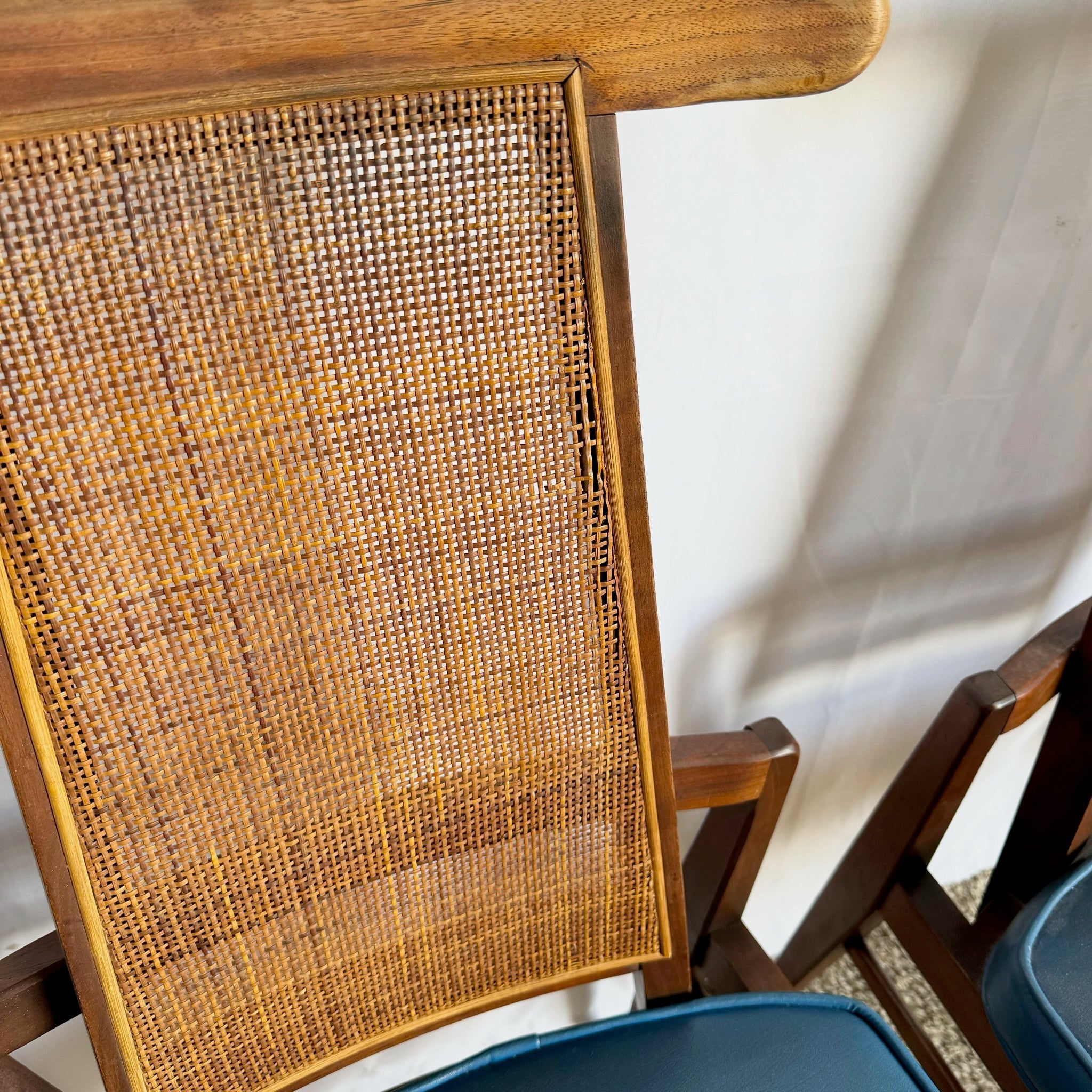 Mid Century Modern Cane Back Wooden Dining Chairs by Foster McDavid - Set of 3 - Dolphin & Flamingo