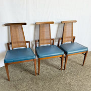 Mid Century Modern Cane Back Wooden Dining Chairs by Foster McDavid - Set of 3 - Dolphin & Flamingo