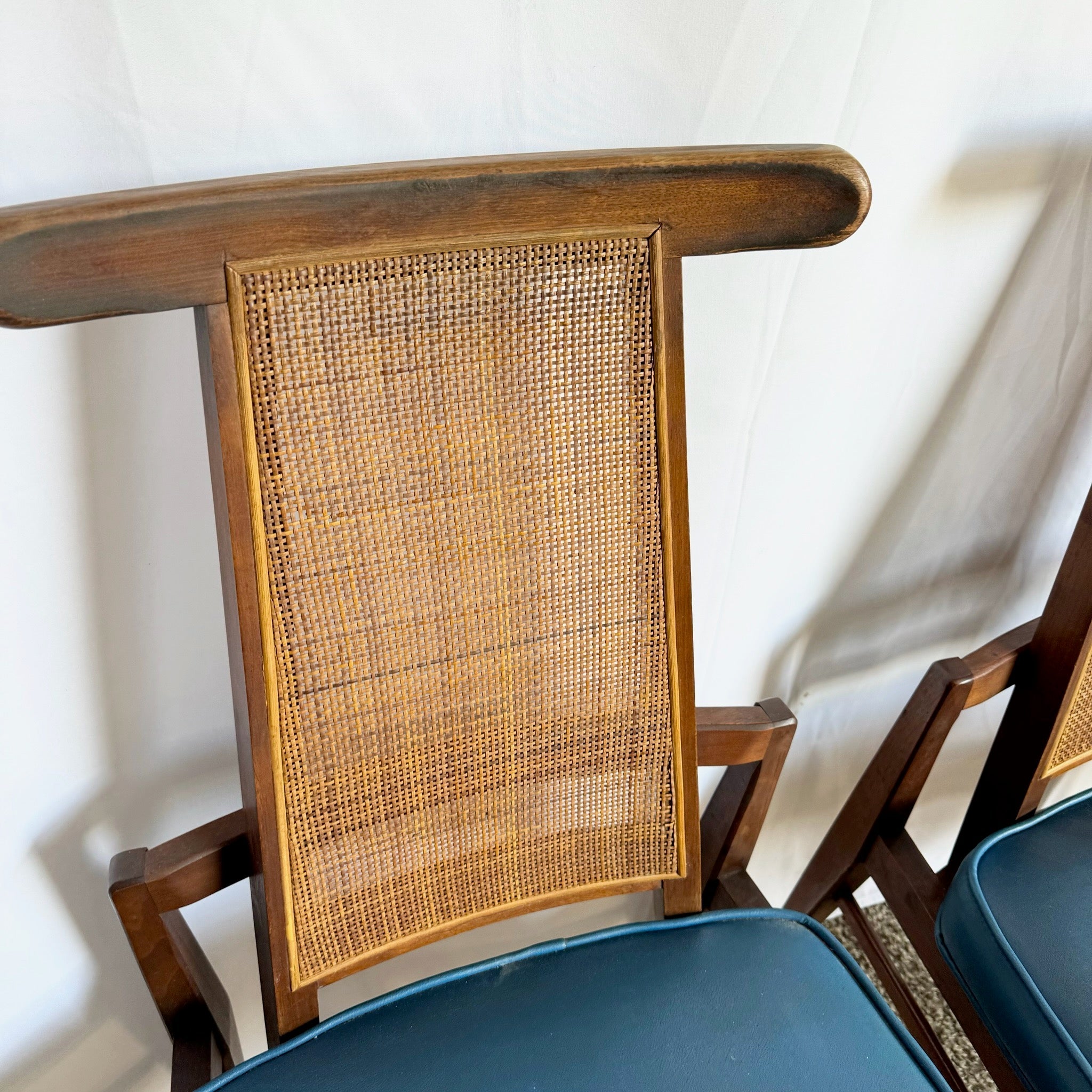 Mid Century Modern Cane Back Wooden Dining Chairs by Foster McDavid - Set of 3 - Dolphin & Flamingo