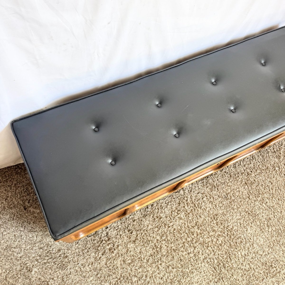 Mid Century Modern Cedar Walnut Hope Chest/Bench - Dolphin & Flamingo