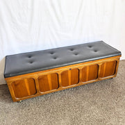 Mid Century Modern Cedar Walnut Hope Chest/Bench - Dolphin & Flamingo