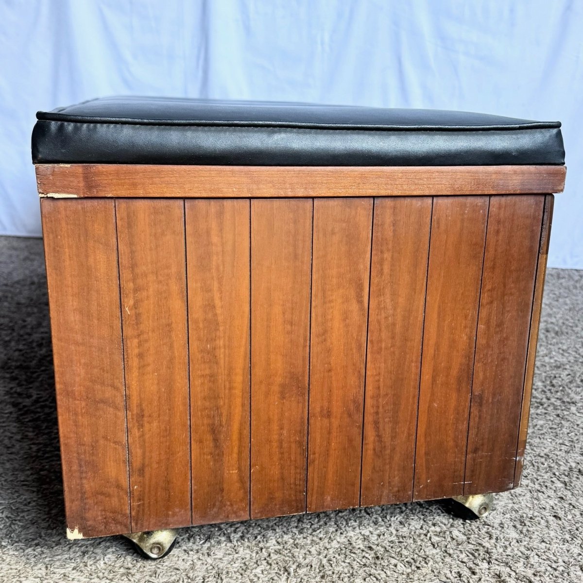 Mid Century Modern Cedar Walnut Hope Chest/Bench - Dolphin & Flamingo