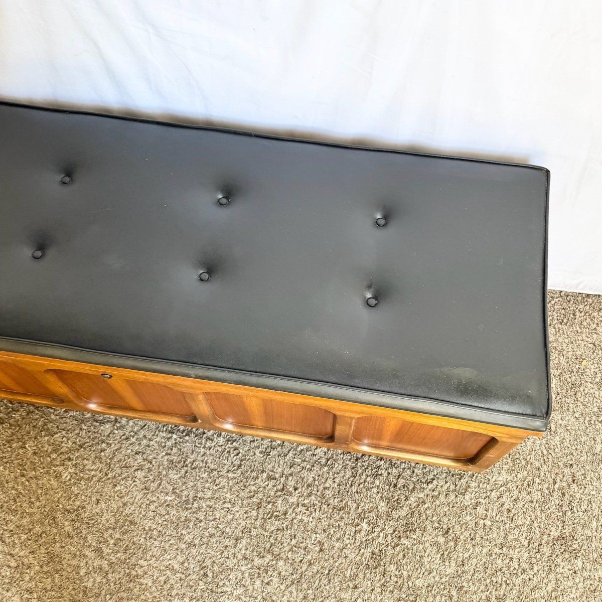 Mid Century Modern Cedar Walnut Hope Chest/Bench - Dolphin & Flamingo