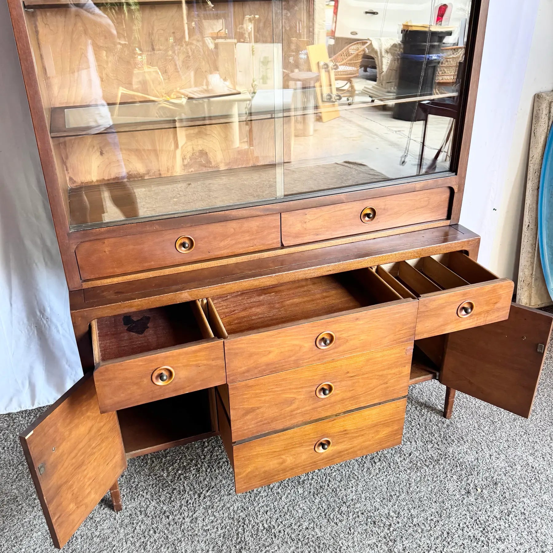Mid Century Modern Counterpoint Credenza With Hutch/China Cabinet by Drexel