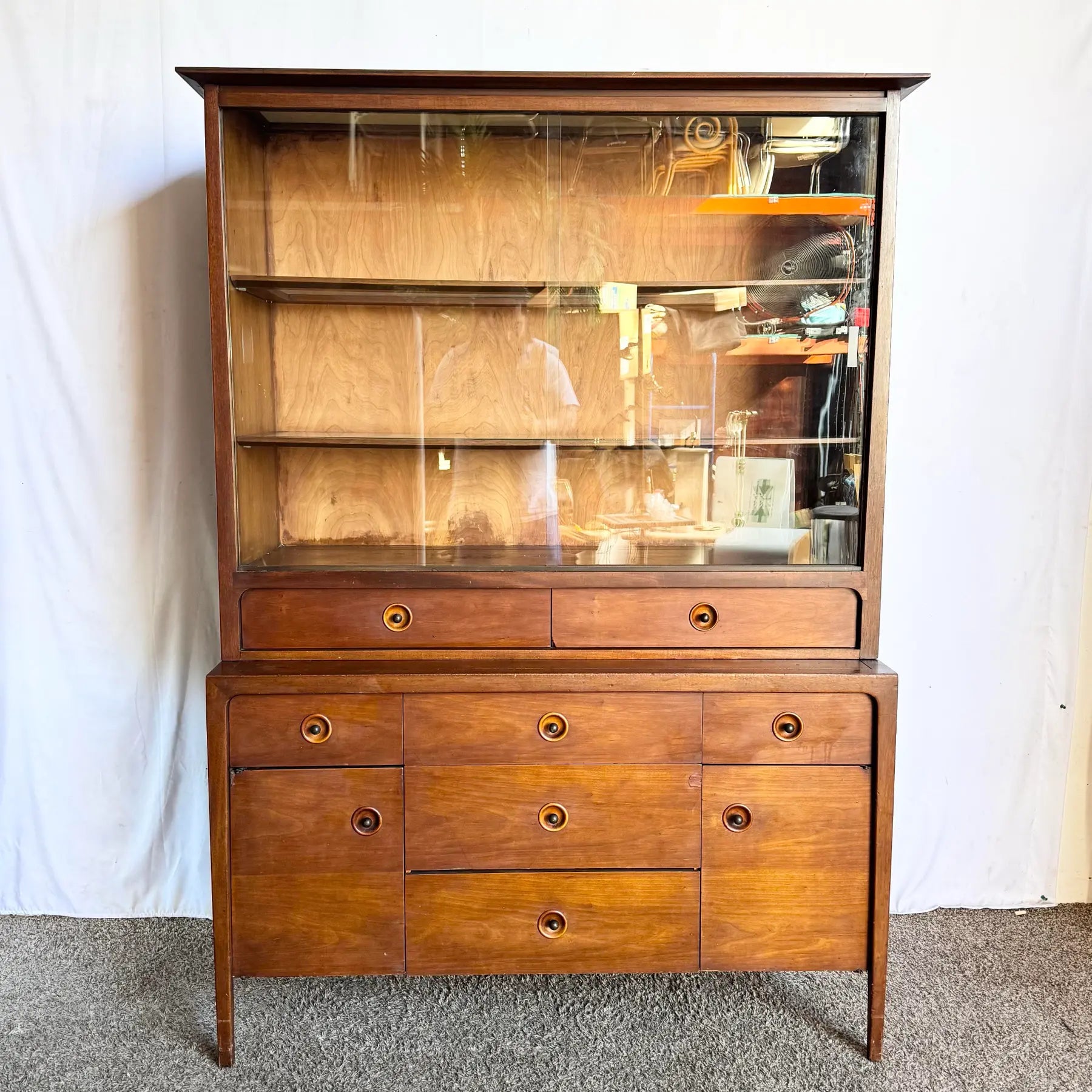 Mid Century Modern Counterpoint Credenza With Hutch/China Cabinet by Drexel