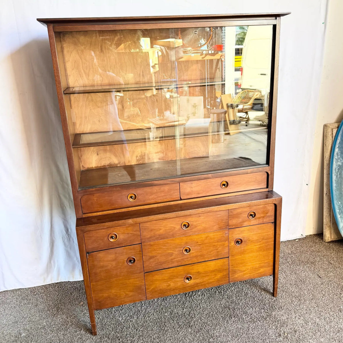 Mid Century Modern Counterpoint Credenza With Hutch/China Cabinet by Drexel - Dolphin & Flamingo