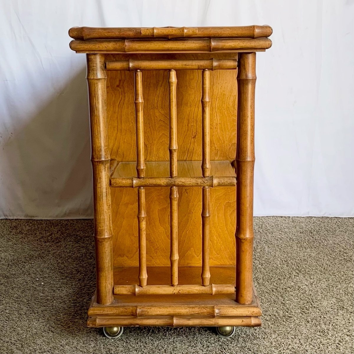 Mid Century Modern Faux Bamboo Dry Bar/Buffet by American of Martinsville - Dolphin & Flamingo