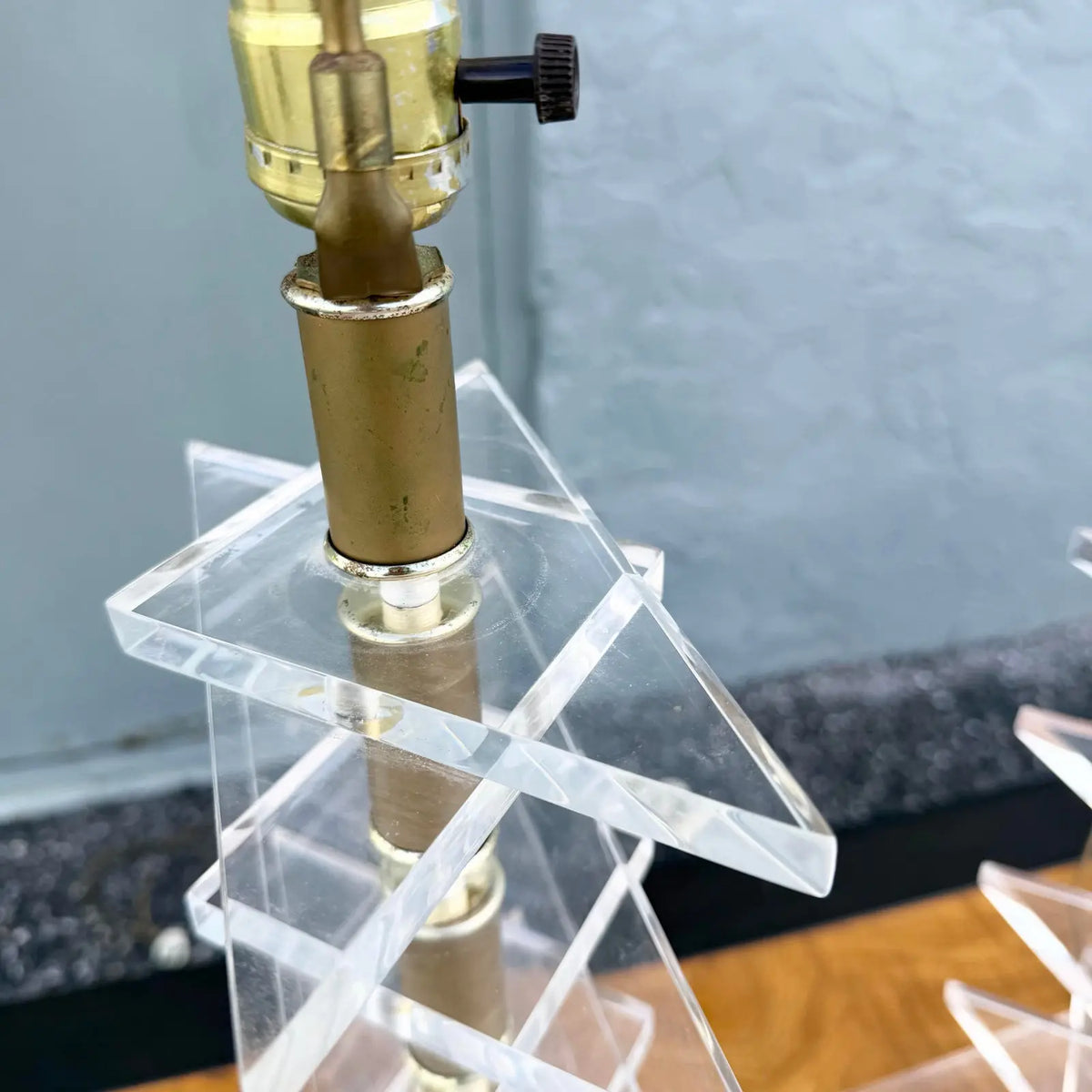Mid Century Modern “Magen David” Lucite Table Lamps - A Pair