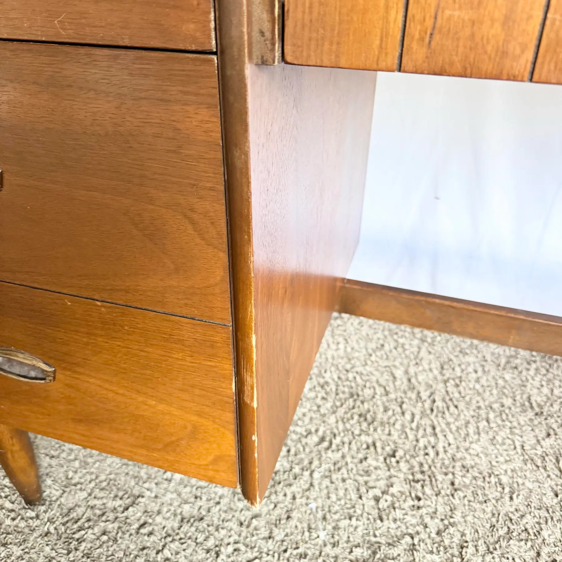 Mid Century Modern Mainline Hooker Walnut Writing Desk - Dolphin & Flamingo