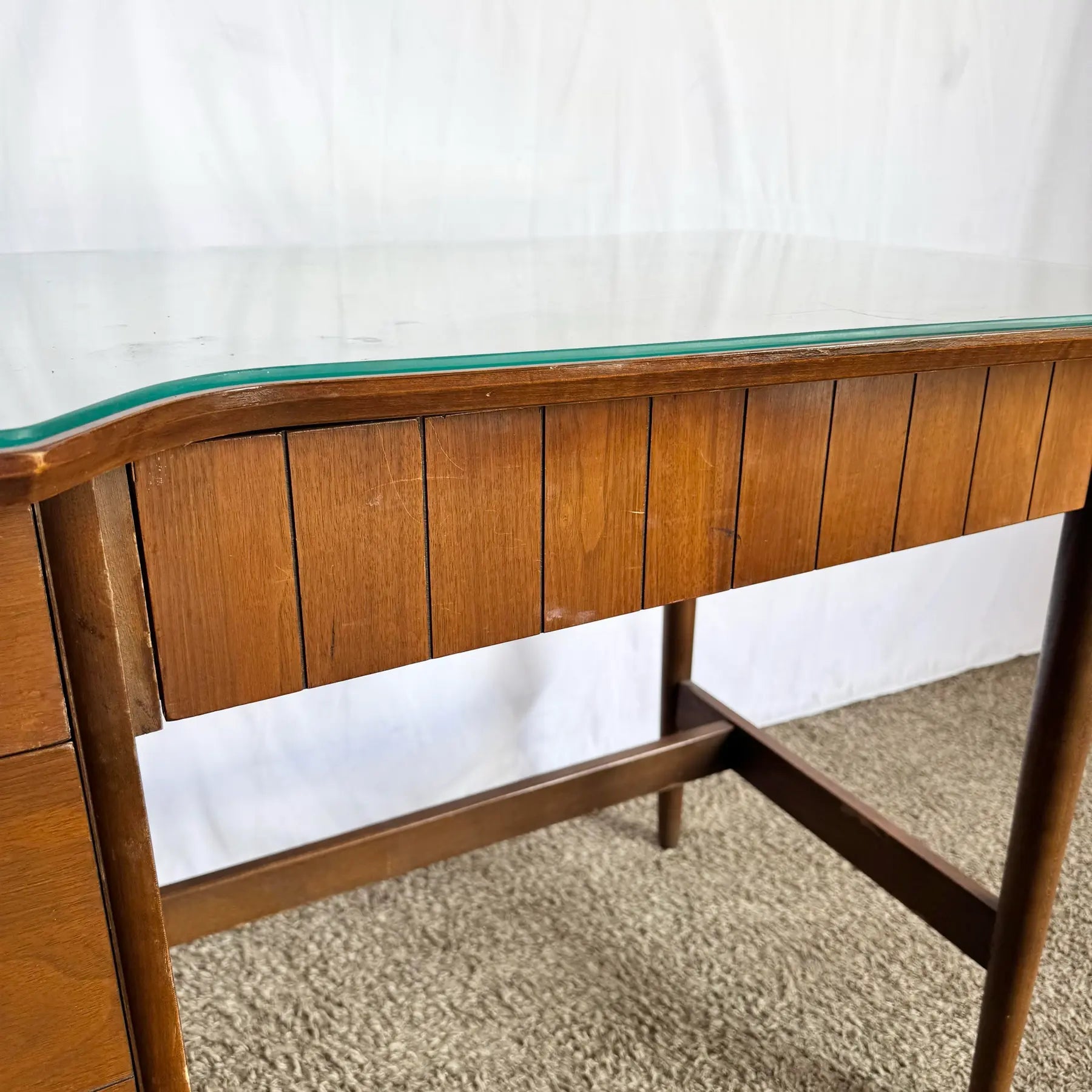 Mid Century Modern Mainline Hooker Walnut Writing Desk - Dolphin & Flamingo