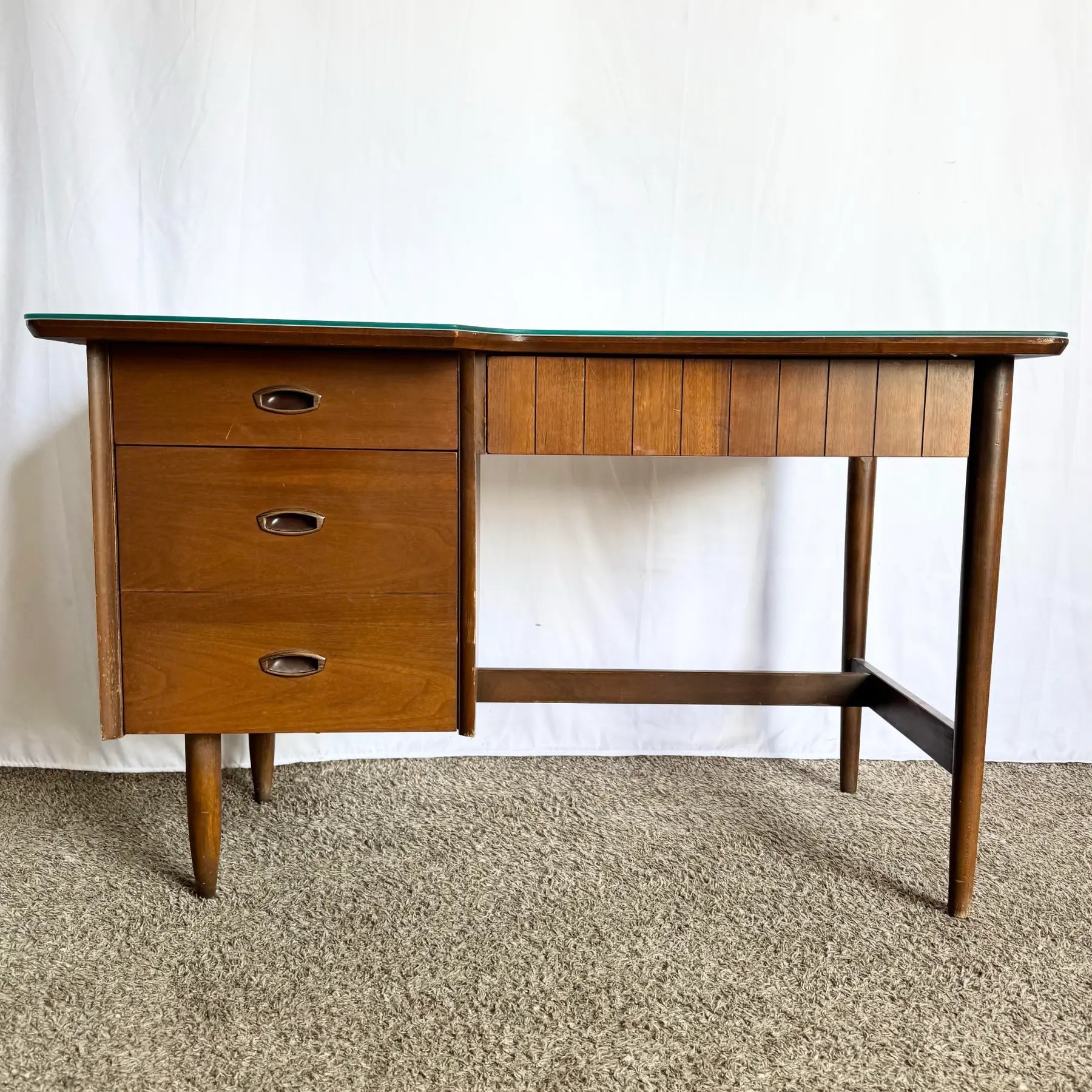 Mid Century Modern Mainline Hooker Walnut Writing Desk - Dolphin & Flamingo