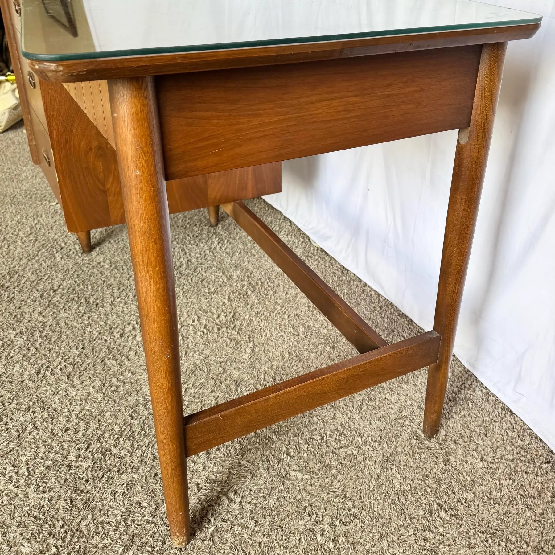 Mid Century Modern Mainline Hooker Walnut Writing Desk - Dolphin & Flamingo