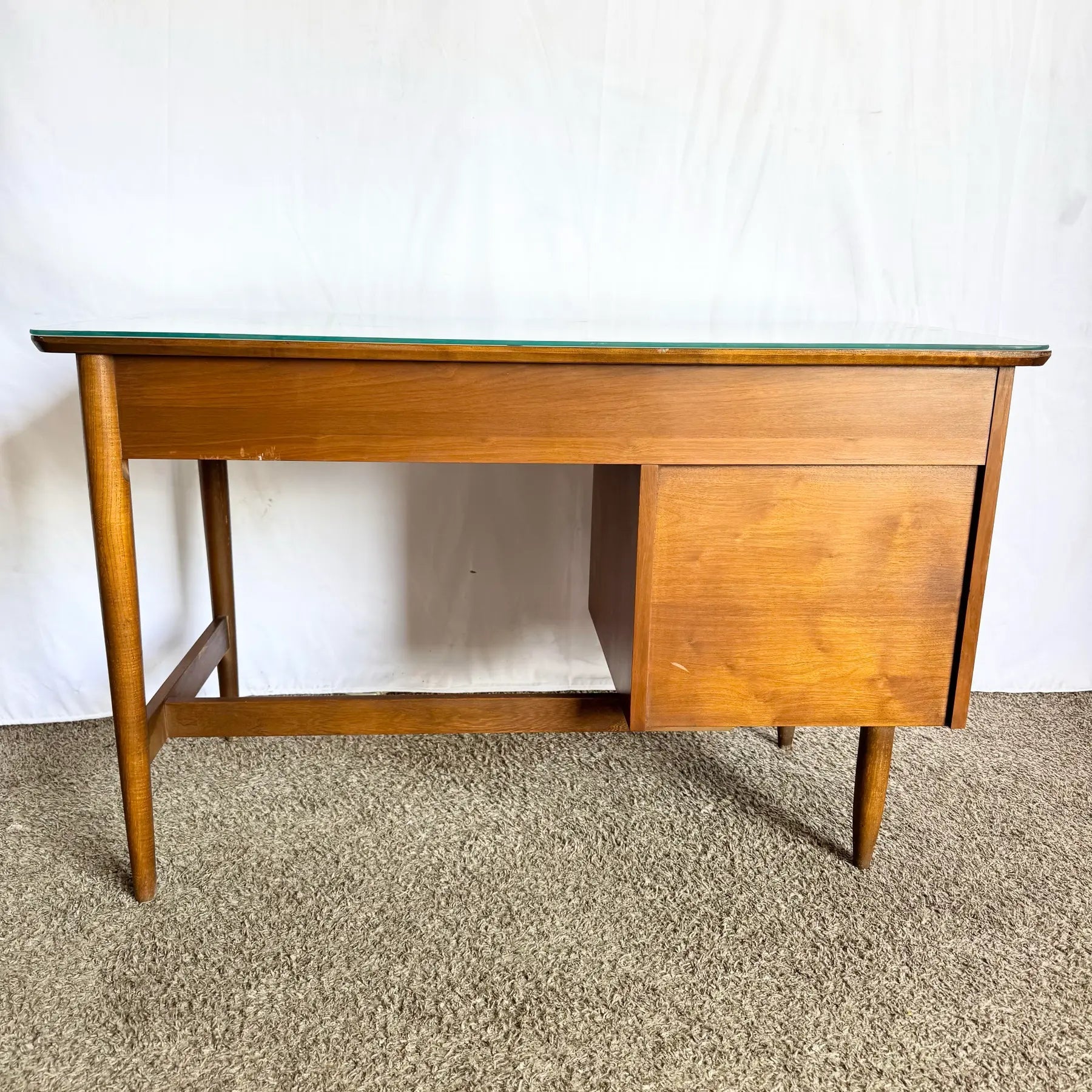 Mid Century Modern Mainline Hooker Walnut Writing Desk - Dolphin & Flamingo