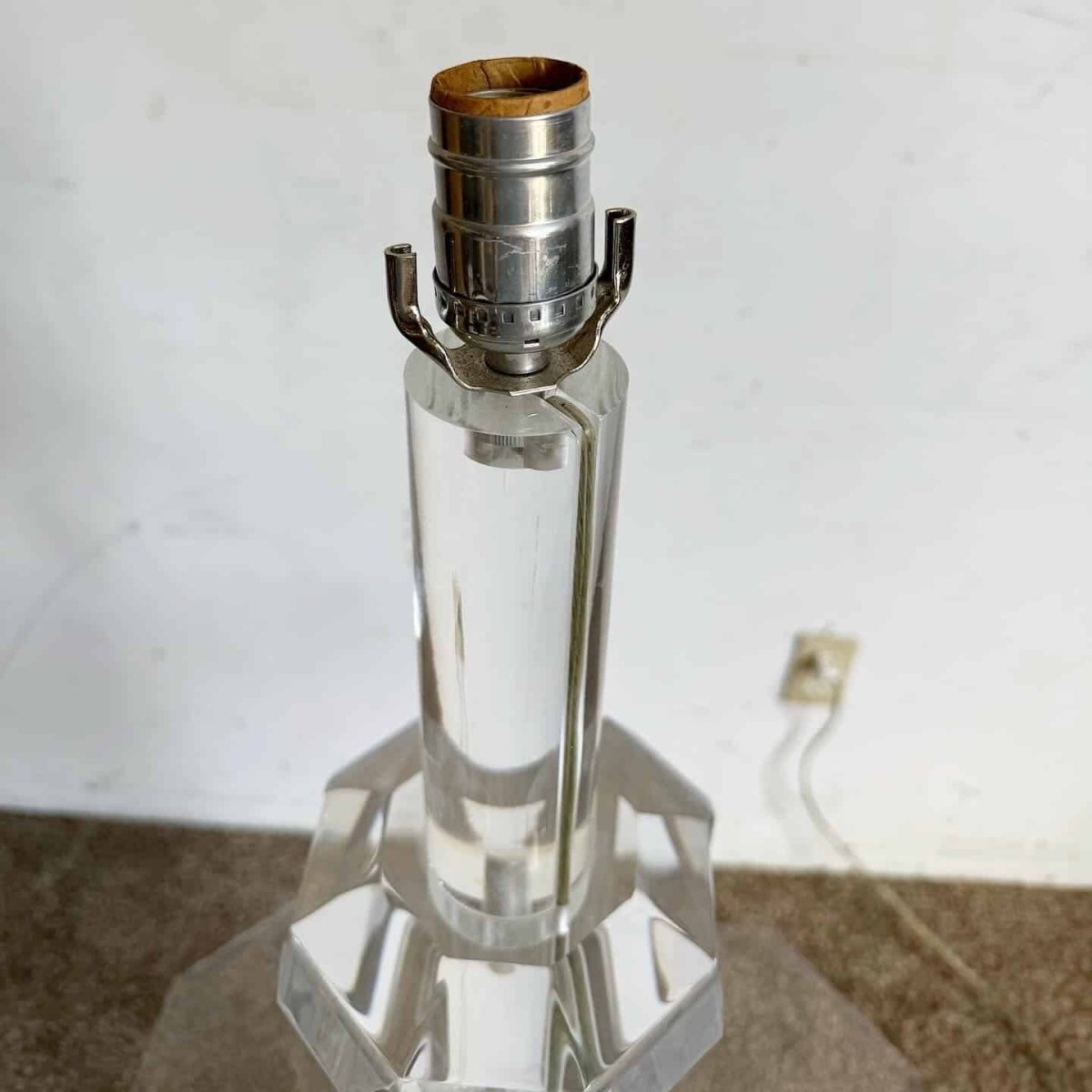 Mid Century Modern Octagonal Lucite Side Table/Floor Lamp - Dolphin & Flamingo