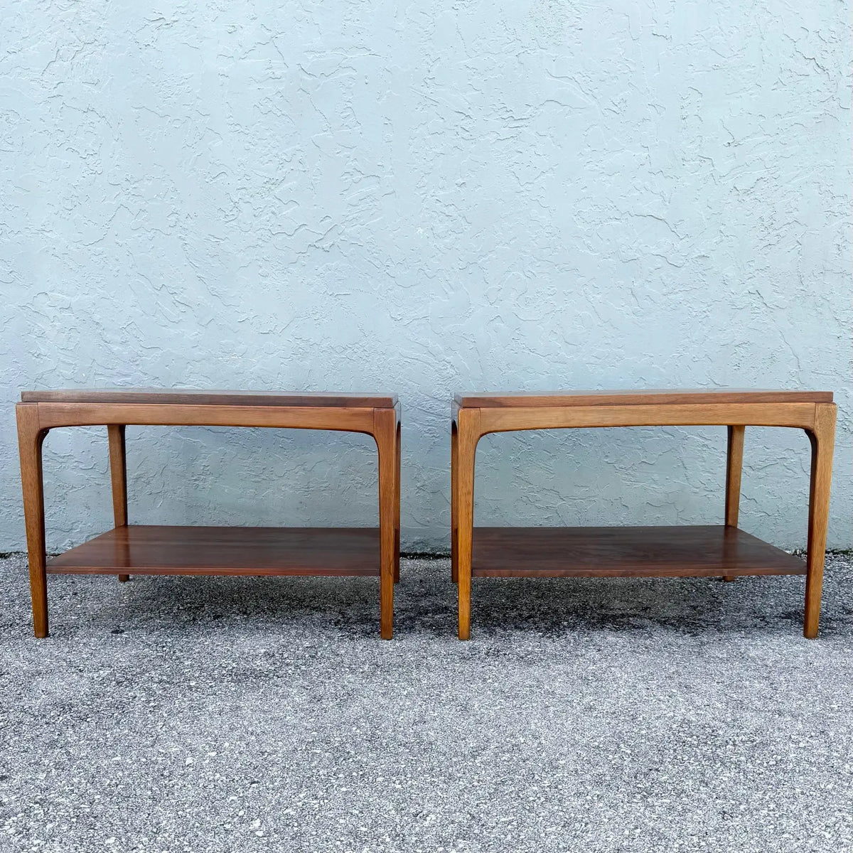 Mid Century Modern “Rhythm” Walnut Side Tables by Lane - A Pair